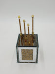 4"x4" GLITTER UTENSIL HOLDER-GOLD-SQUARE - 24/CS