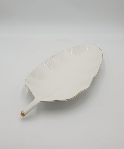 18.5"X7.5" - LEAF PLATTER W/GOLD LINE - 18/CS