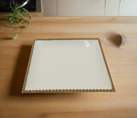 10"PLATE W/GOLD DOTS-SQUARE - 36/CS