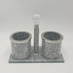 4" x 4"  GLITTER UTENSIL HOLDER-SILVER - 12/CS