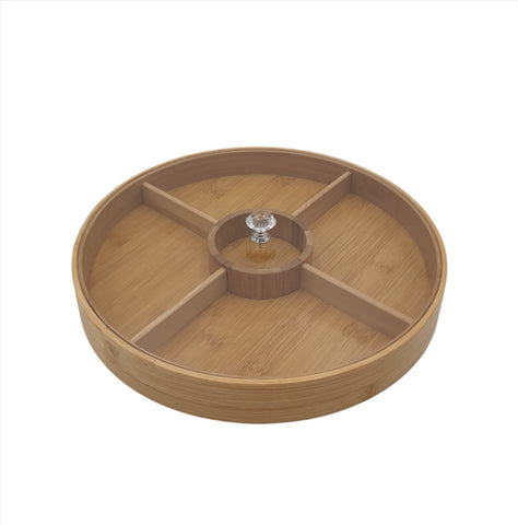 4 SECTION BAMBOO DISH W/LID-ROUND - 20/CS