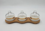 3SECTION CANDY JAR W/WOOD BASE - 24/CS