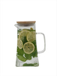 GLASS PITCHER W/WOODEN LID - 24/CS