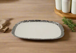 12.5"x8.25" - RECTANGULAR PLATE-SILVER RIM - 36/CS