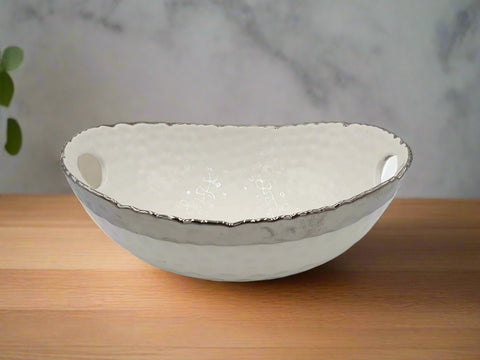 10"x4" - OVAL BOWL-SILVER RIM - 24/CS