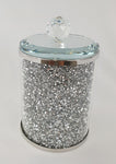 4"W x 4.5"H  GLITTER CANISTER-SILVER-M - 24/CS