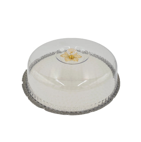 12" CAKE PLATE W/DOME-ROUND-SILVER - 8/CS