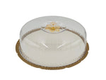 12" CAKE PLATE W/DOME-ROUND-GOLD - 8/CS