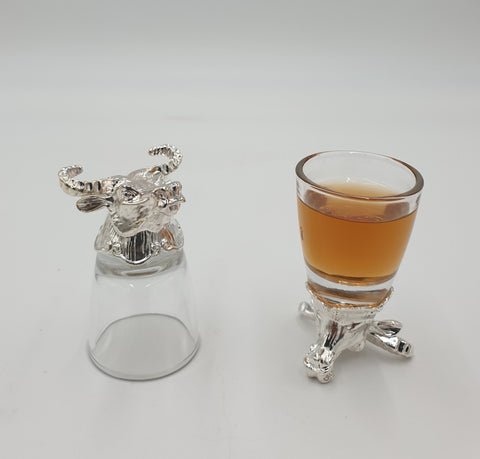 FOOTED SHOT GLASS-SILVER BASE - 216/CS