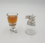 FOOTED SHOT GLASS-SILVER BASE - 216/CS