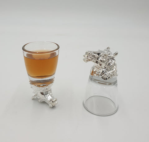 FOOTED SHOT GLASS-SILVER BASE - 216/CS