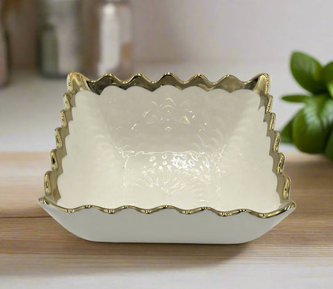 4.75"BOWL W/GOLD RIM-SQUARE - 96/CS