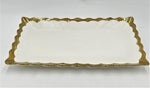 12"x7.5" PLATE W/GOLD RIM-RECTANGLE - 36/CS