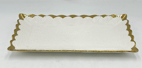 10"x6" PLATE W/GOLD RIM-RECTANGLE - 48/CS