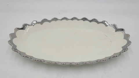 14"x8.5 PLATTER W/SILVER RIM-OVAL - 24/CS