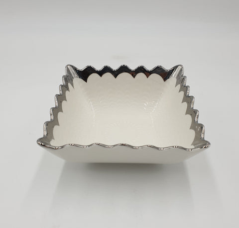 6"x3"BOWL W/SILVER RIM-SQUARE - 60/CS