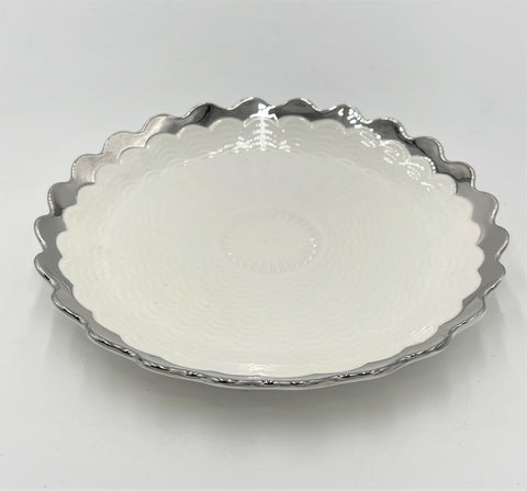 8" PLATE W/SILVER RIM-ROUND