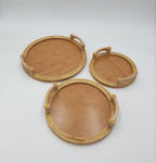 3PC WOODEN TRAY - ROUND - 12/CS