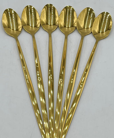 6 PC LONG COFFEE SPOON-GOLD