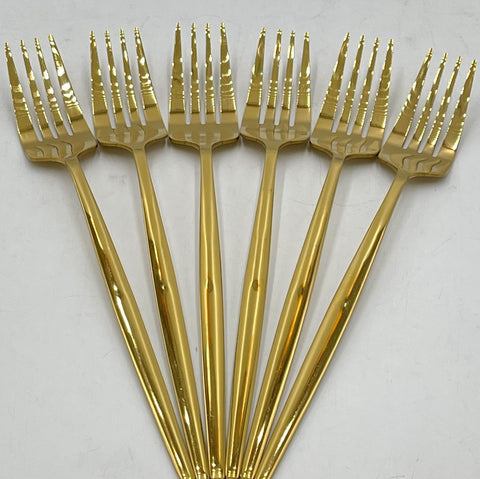 6 PC DINNER FORK-GOLD