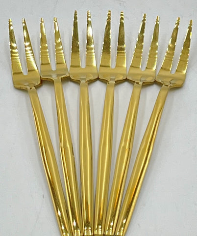 6 PC APPETIZER FORK-GOLD