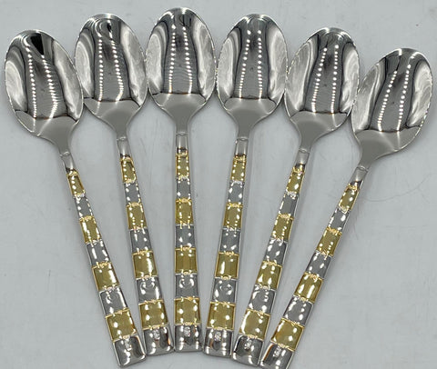 6 PC TEA SPOON-GOLD/SILVER