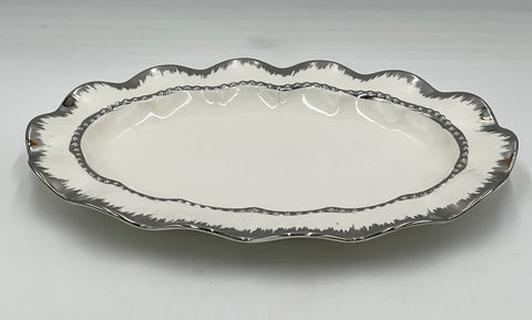 14"x9.5"OVAL PLATTER W/SILVER DESIGN - 24/CS