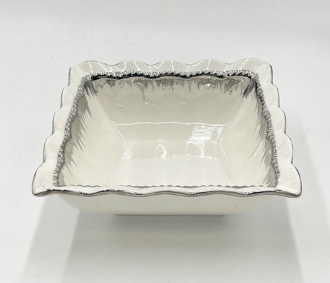 8"x3.5"  SQUARE BOWL W/SILVER DESIGN - 36/CS