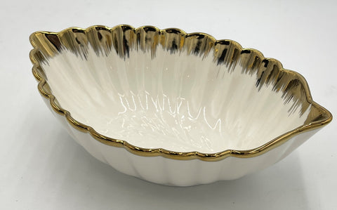 10"x6.5"x4.5" LEAF BOWL W/GOLD DESIGN - 36/CS