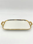 12.5"x7" PLATTER W/GOLD RIM-RECTANGLE  - 48/CS