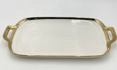 15"x8.25" PLATTER W/GOLD RIM-RECTANGLE - 36/CS