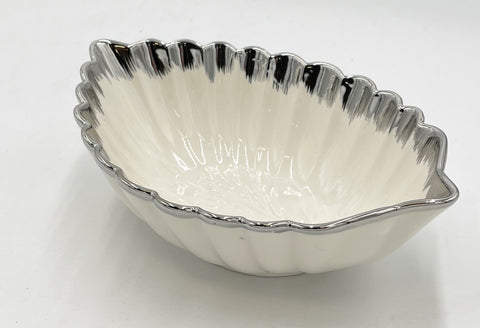 10"x6.5"x4.5" LEAF BOWL W/SILVER DESIGN - 36/CS