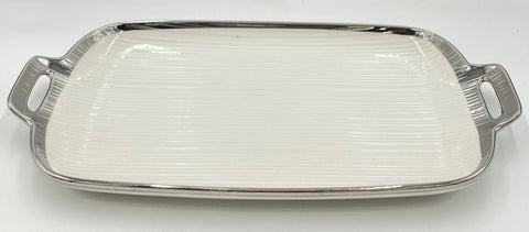 17"x10" PLATTER W/SILVER RIM-RECTANGLE - 24/CS