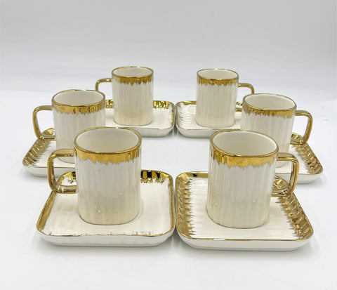 8 OZ - 6 PC TEA CUP W/SAUCER SET-GOLD - 6/CS