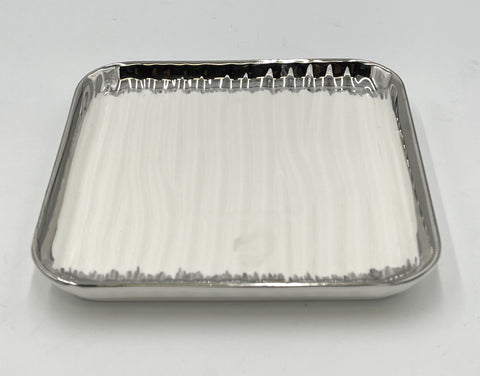 6" SQUARE PLATE-SILVER RIM - 60/CS