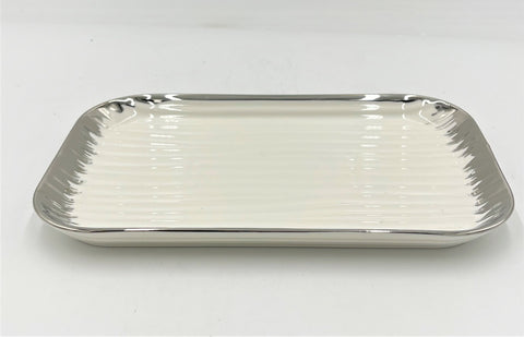 10"x6.5" PLATE W/SILVER DESIGN-RECTANGLE - 24/CS