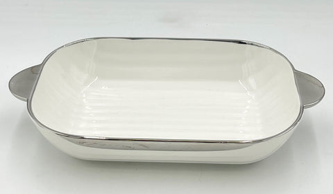 13"x8" DEEP PLATE W/SILVER RIM-RECTANGLE - 16/CS