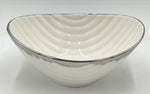 8"x6.25"x3" BOWL W/SILVER RIM-OVAL - 48/CS