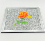 9.75" GLITTER SQUARE TRAY-SILVER