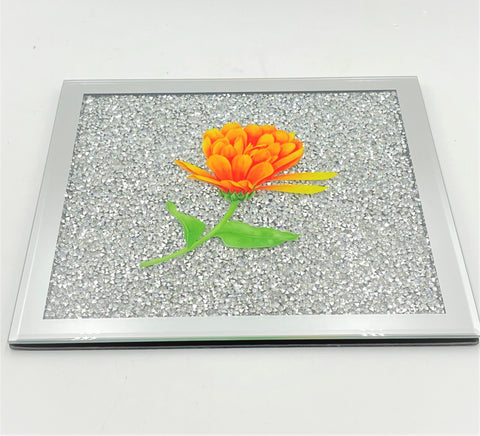 9.75" GLITTER SQUARE TRAY-SILVER