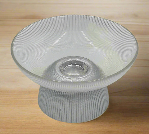 FOOTED GLASS BOWL-GRAY