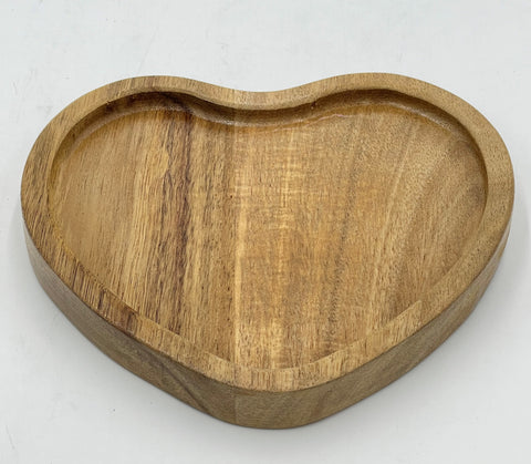 HEART SHAPE WOODEN DISH-MEDIUM - 48/CS