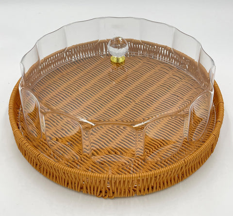 WOODEN BASKET W/CLEAR LID-ROUND - 6/CS