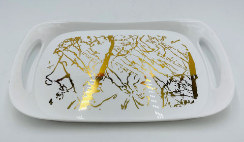 11.5"x7.5"  MELAMINE TRAY-GOLD MARBLE-SMALL