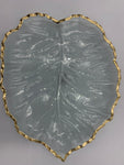 13.5"x11.5"LEAF SHAPE PLATE-GOLD RIM