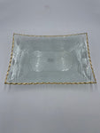 14.75"x10" GLASS BOWL W/GOLD-RECTANGULAR