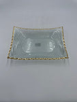 10.75"x10.25" GLASS BOWL W/GOLD-RECTANGULAR