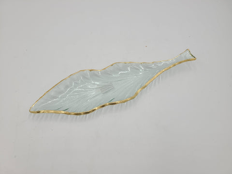 LEAF GLASS PLATE W/GOLD