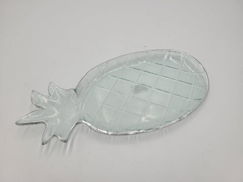 PINEAPPLE GLASS PLATE W/SILVER