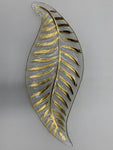 19"x8" GLASS LEAF SHAPE PLATE-GOLD